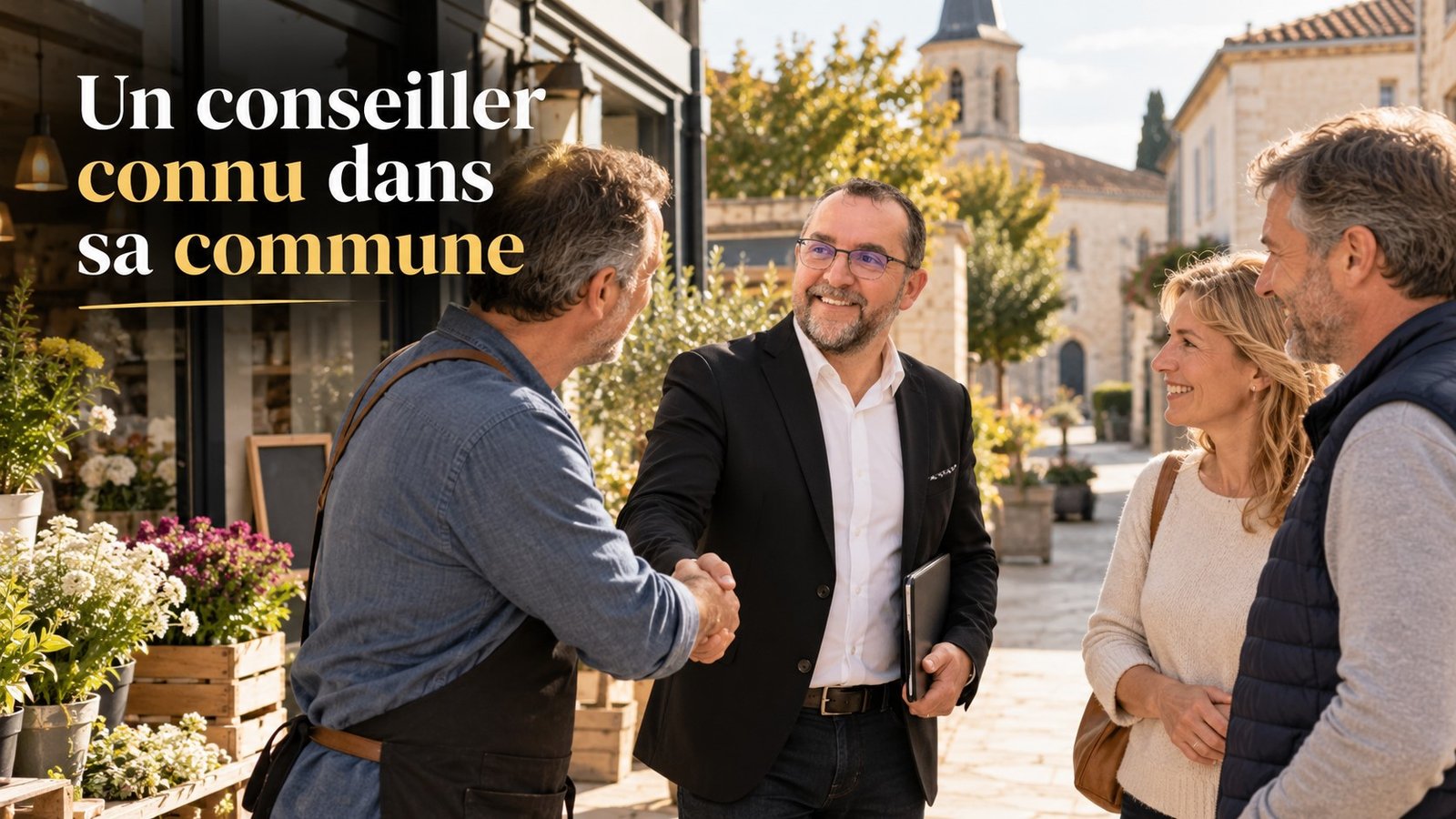 Frédéric Garey échange avec des commerçants et habitants du centre-bourg de Sainte-Soulle